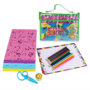 Трафареты для рисования детей, рождественские поделки, принадлежности для рисования и раскраски, обучающий подарок для мальчиков цветными карандашами, бумага для рисования