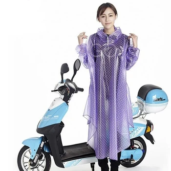 Летнее прочное цельное платье в горошек для взрослых, непромокаемый уличный костюм для езды на мотоцикле, использование ПВХ в дождливый день, фиолетовый
