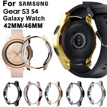 Новый Тонкий Гальванический Силиконовый Корпус TPU Чехол Для Часов Защитный Чехол Держатель Кожи Samsung Gear S3 S4 Galaxy Watch 46 мм 42 мм
