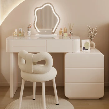 Дешевый Белый Туалетный столик Современное зеркало Светодиодные светильники для туалетного столика Nordic Women Угловая мебель для комнаты Comoda Pra Quarto