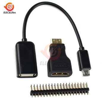 Адаптер Micro HDMI 3 в 1 Для комплектов Raspberry Pi Zero W Mini HDMI-HDMI Адаптер + Кабель Micro USB-USB-розетка + Разъем GPIO Header