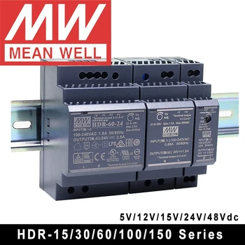 Mean Well HDR-15 30 60 100 150 Источник питания meanwell Ultra Slim ступенчатой формы на DIN-рейке серии DC 5V 12V 15V 24V 48V