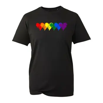 Футболка LGBT Hearts, Rainbow Hearts Love Lesbian ЛГБТ Гей Прайд Унисекс топ для взрослых