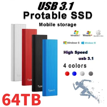 Портативный SSD-накопитель емкостью 8 ТБ, внешний жесткий диск емкостью 2 ТБ, твердотельный накопитель USB 3.0 емкостью 64 ТБ, внутренний жесткий диск HDD для ноутбука, игр фотографа.