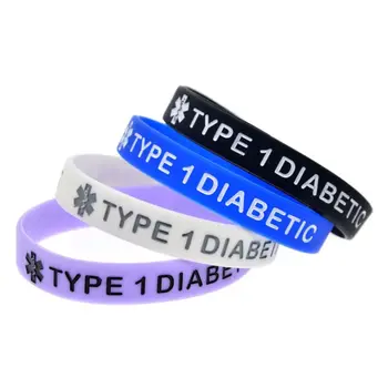 E15E Type1 Диабетический силиконовый браслет-Напульсники 4 цвета Силиконовые браслеты для всех возрастов
