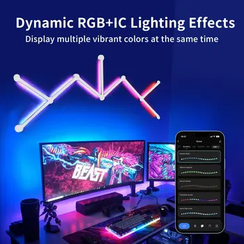 6ШТ / 9ШТ RGB WiFi Умный Настенный светильник, Декоративная световая лента для игровой комнаты, 16 м + цветов, синхронизация музыки, Совместимость с Alexa и Google