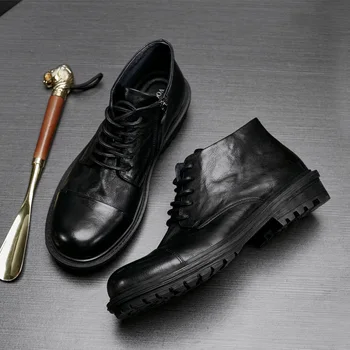 Высококачественные армейские ботинки из натуральной кожи, осенне-зимние военные ботинки, мужские Ботинки-дезерты из воловьей кожи, Мужская обувь в британском ретро-стиле