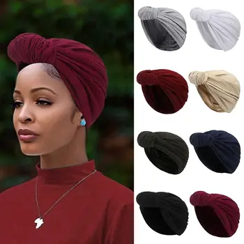 Хлопковый мусульманский головной платок, элегантная хлопковая повязка на голову Soild цвета, мусульманский головной убор для женщин
