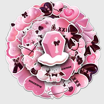50шт Кавайных розовых наклеек с бантом в виде сердца и мультяшных декоративных наклеек для телефона, подарочной этикетки для скрапбукинга, настенного декора Детской игрушки B2