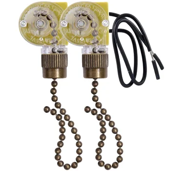 Выключатель света потолочного вентилятора Zing Ear ZE-109 Двухпроводной выключатель света со шнурами для потолочных вентиляторов ламп 2шт Бронза