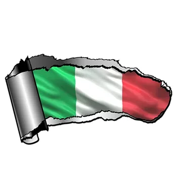 Наклейка на автомобиль, рваная рана, рваный металлический дизайн с мотивом итальянского трехцветного национального флага, внешние виниловые декоративные наклейки, 13 см