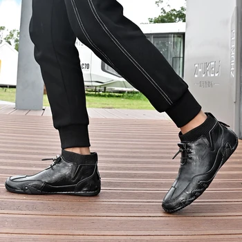Продажа мужских носков с осьминогом, мужской обуви из натуральной кожи, удобной нескользящей водонепроницаемой обуви на плоской подошве со шнуровкой 38-46