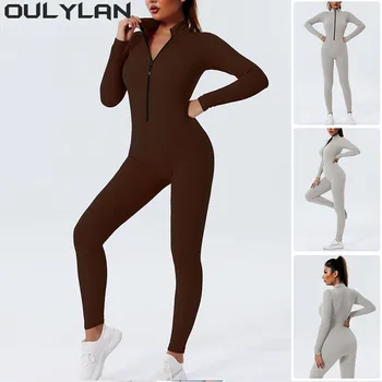 Oulylan Универсальный комплект для йоги на молнии, женская спортивная одежда, комплект для фитнеса, спортивная одежда с длинным рукавом, спортивные костюмы