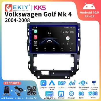 EKIY KK5 Android Стерео Для Volkswagen Golf Mk 4 2004-2008 Автомобильный Радионавигатор GPS QLED Мультимедийный Аудио-Видеоплеер 2 Din DVD