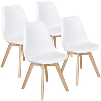 Современные обеденные стулья с мягкой обивкой Alden Design середины века, комплект из 4 штук, (белый /серый) дополнительно