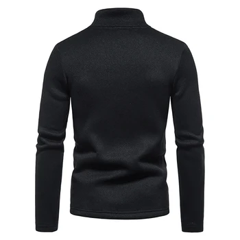 Мужской джемпер с застежкой-молнией, повседневный теплый пуловер с длинным рукавом, футболка, однотонный топ, размер S 2XL, черный/Белый/светло-серый/Темно-серый