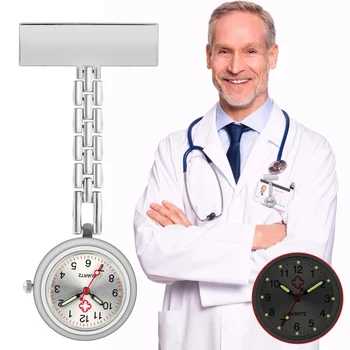 Т-образные Серебряные Часы Для Медсестры Noctilucence Классическая Белая Цифровая Прочная Брошь Мужчина Женщина Медсестра Доктор Т-образные Часы 2021 Новое Поступление