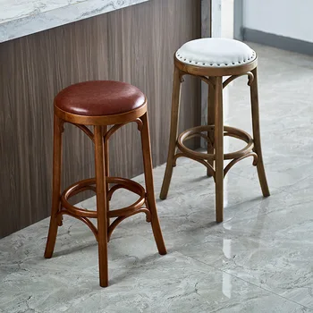 HH283 в ретро-индустриальном стиле, изогнутый деревянный круглый стул для стойки регистрации в кафе с высокими ножками, барный стул