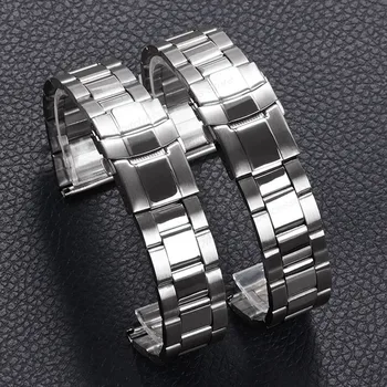 ремешок для часов из полированной нержавеющей стали посередине 20 мм 22 мм, водонепроницаемый металлический ремешок для дайвинга для Seiko, серебряный браслет для Rolex, браслет