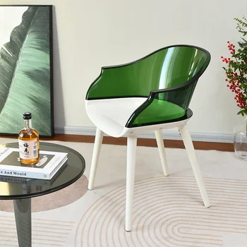 Европейское Прозрачное кресло Простой Домашний Подлокотник Обеденный стул Креативный Дизайнерский Письменный стол Стул для отдыха