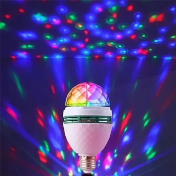 Вечеринка по случаю дня рождения E27 Красочный автоматически вращающийся RGB светодиодный сценический световой эффект, диско-лампа Crystal Magic Ball Club Bulb DJ AC 85-265 В