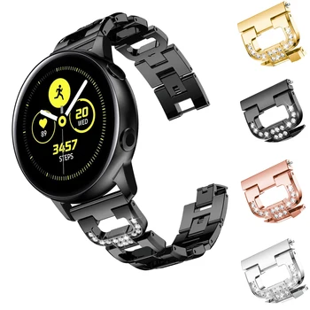 20 мм Ремешок для Samsung Galaxy Watch Active 2 40 мм/44 мм Смарт-Браслет из Сплава Нержавеющей Стали для Gear S2/Sport