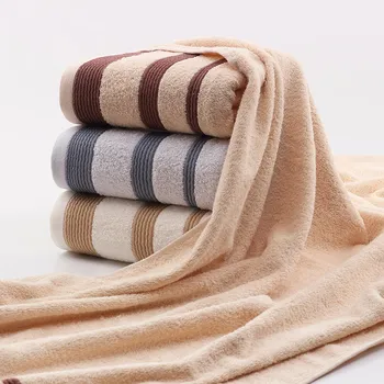 Банное полотенце в полоску из 100% хлопка для взрослых, пляжные полотенца с высокой впитывающей способностью, Жаккардовые полотенца для ванной комнаты 70x135 см