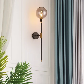 Дизайнерское освещение коридора в скандинавском современном минимализме Гостиная Спальня Кабинет Лампы Magic Bean Прикроватный стеклянный настенный светильник