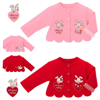Весенние новые куртки-кардиганы для японских и корейских девочек, куртка с вышивкой милого мультяшного кролика, детские пальто, одежда для маленьких девочек