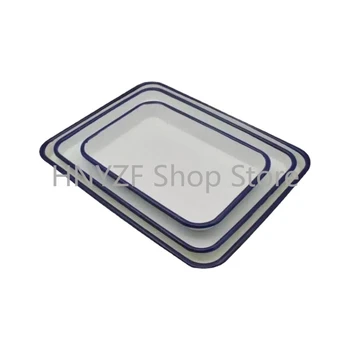 Старомодный эмалированный поднос, Лабораторная Белая медицинская тарелка, прямоугольная тарелка для дезинфекции, 2 штуки / 1 пакетик