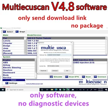 Горячая продажа Для Fiat Может работать с ELM327 Mult /// iEcu // Scan V4.6 Зарегистрированное Неограниченное Программное обеспечение для автоматического ремонта Multi E / cu Scan