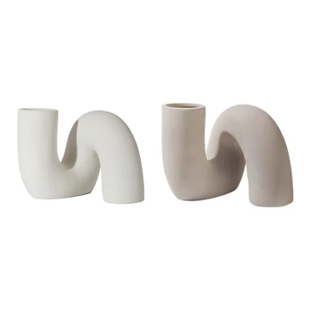 Керамическая ваза Современные минималистичные Абстрактные вазы в скандинавском стиле с цветочными горшками в форме скрученной трубки для внутреннего домашнего декора
