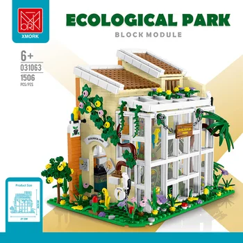 MORK 031063 Экологический парк с видом на улицу Совместим с Lego MOC Модульная архитектура Строительные блоки Кирпичи Развивающие игрушки Подарок