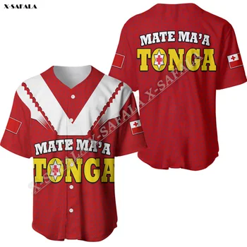 Mate Ma A Tonga Rugby Тонганский Купеси Красный флаг, Бейсбольная трикотажная рубашка с 3D принтом, мужская, для взрослых, с коротким рукавом, Дышащая