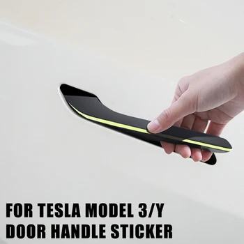 Крышка Дверной Ручки Комплект Светящихся Ручек 2022 Для Tesla Model 3 Model Y Аксессуары Для Автостайлинга Защитная Наклейка Автомобильная Наклейка