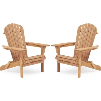 Набор из 2 наружных деревянных складных стульев Adirondack Со спинкой, предварительно собранный походный стол, Пляжные складные стулья, мебель для отдыха