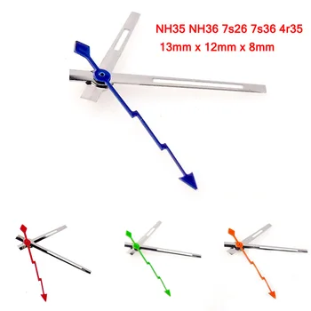 Синяя/Оранжевая/Желтая/Зеленая Стрелка часов-вспышек для NH35 NH36 7s26 7s36 7s25 7s35 6r15 4r15 4r35 4r36 для Diver Watch Mod Silver Edge