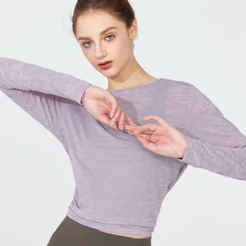 Женская одежда для йоги, новая осенне-зимняя футболка с длинными рукавами, быстросохнущая спортивная рубашка, спортивная рубашка для бега