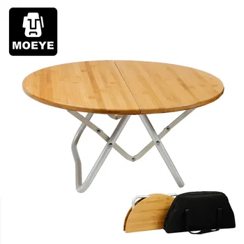 MOEYE Портативный Бамбуковый Складной стол для кемпинга на открытом воздухе Складной Бамбуковый Круглый стол для пикника Обеденный стол из алюминиевого сплава