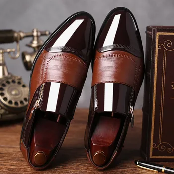 Новые мужские кожаные туфли большого размера в деловом стиле с острым носком и повседневные кожаные туфли в деловом стиле