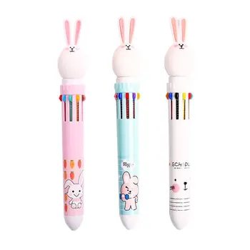 10 цветов 0,5 мм Шариковая ручка с милым мультяшным кроликом Школьные канцелярские принадлежности A