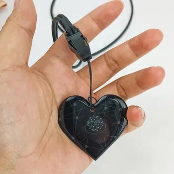 AIBAOTONG Карта Терагерцового питания, Черная Подвеска в форме сердца С силиконовой ионной цепочкой