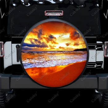 Автомобильные аксессуары Beach Sunset На заказ, чехол для запасного колеса, Водонепроницаемая защита колесных дисков для грузовика с прицепом 14-17 дюймов
