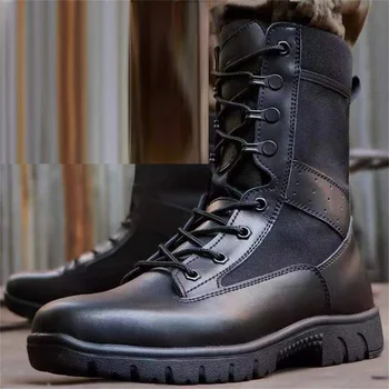 Кожаные тактические ботинки спецназа 4 сезона, мужская походная охотничья обувь, водонепроницаемые дышащие военные тренировочные ботинки