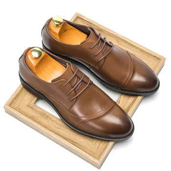 Весенне-летние мужские деловые Повседневные кожаные туфли с острым носком, мужская мягкая обувь из натуральной кожи, Мужские свадебные туфли Большого размера 38-44