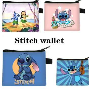 Кошелек Disney Stitch, Короткий кошелек с принтом, Женский кошелек на молнии с аниме-мультфильмами, модный кошелек Kawaii, Детский кошелек большой емкости.