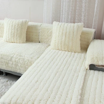 Осень-зима, толстая плюшевая диванная подушка, Нескользящий однотонный чехол для дивана, подлокотник, полотенце, Тканевый чехол для спинки, Европа L-образной формы
