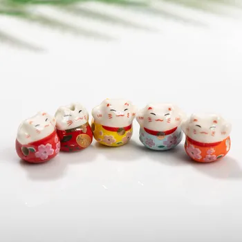5 шт. Разноцветных и милых керамических бусин в форме кошек для изготовления браслетов и ожерелий в традиционном японском стиле Z796