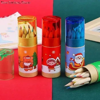 Набор карандашей для рождественской росписи 12 цветов, Девочка Санта Клаус и Медведь 2023, Рождественский декор для дома, Рождественские украшения, Подарки для детей