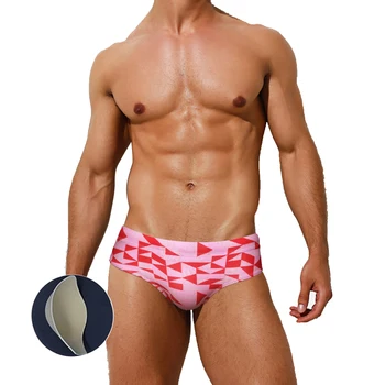 Новые мужские плавки с накладками Бикини с модным принтом в европейском и американском стиле, сексуальные купальники с низкой талией, летние пляжные виды спорта для серфинга.
